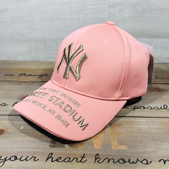 MLB NY Hat PINK Gold Embroidered Cap - Picture 2 of 5